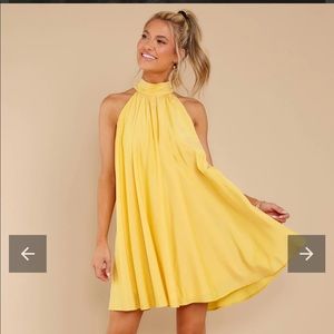 NWT Yellow Halter Mini Dress - Red Dress Boutique
